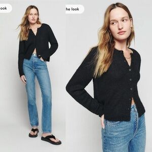 NWT Reformation Clara Crew Cardigan in Black Size Small